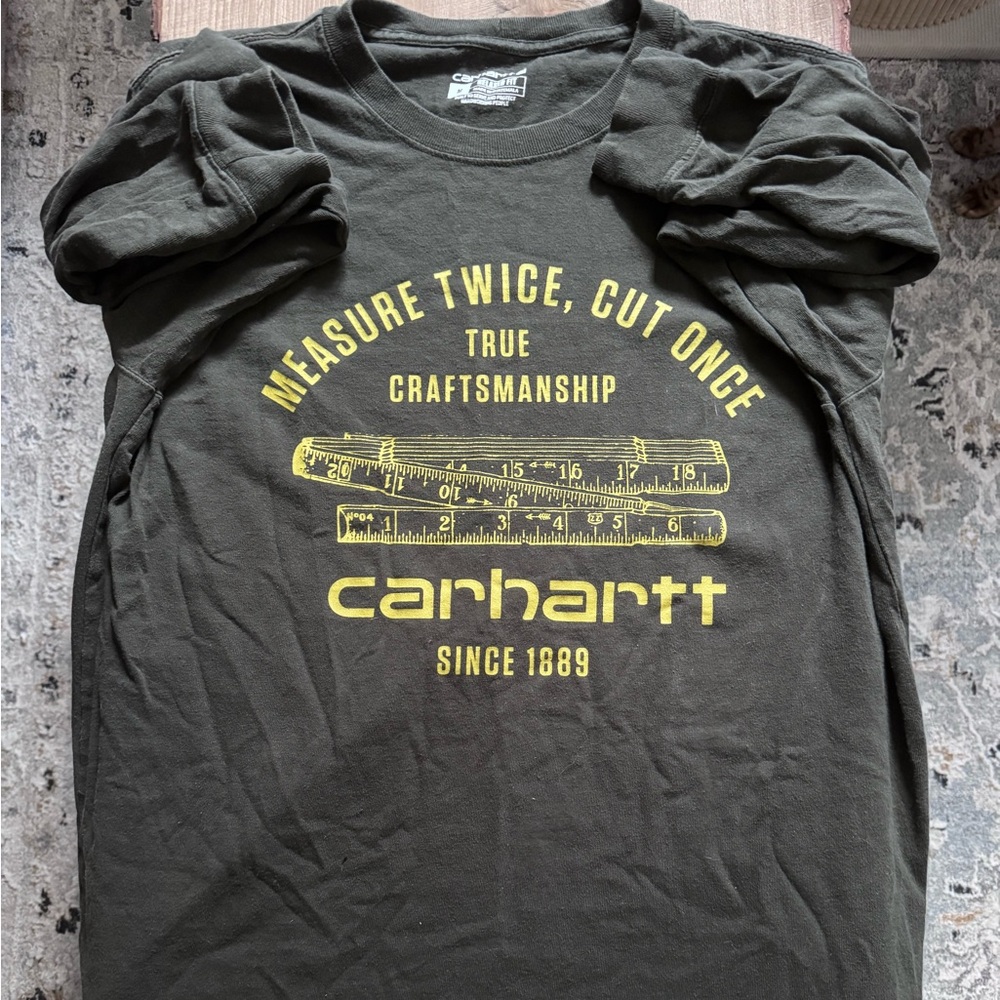 Carhartt Men's Dark Gray Long Sleeve with Yellow Print